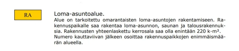 RA 1 kaavamerkintä